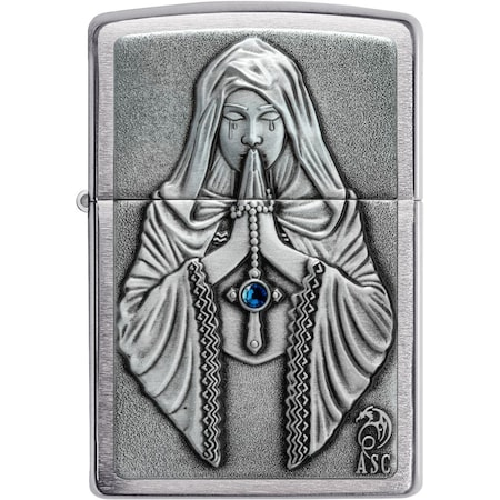 Zippo 2024 Zippo Praying Woman Emblem, Brushed Chrome ZIP-49756